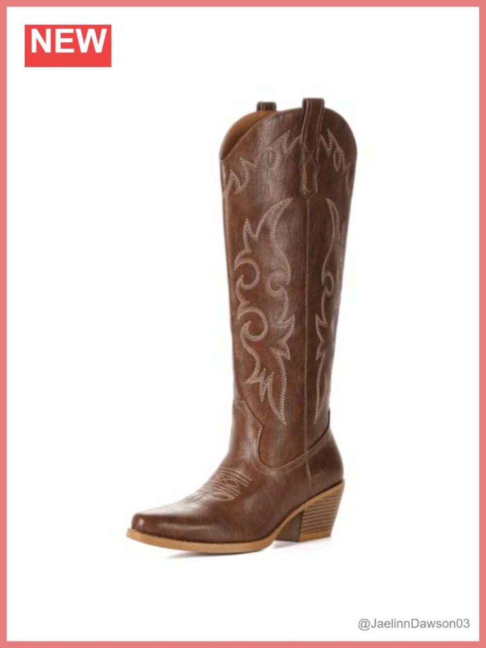 Knee High Wide Calf Cowboy Boots Faux Leather Pointed Toe Women Western